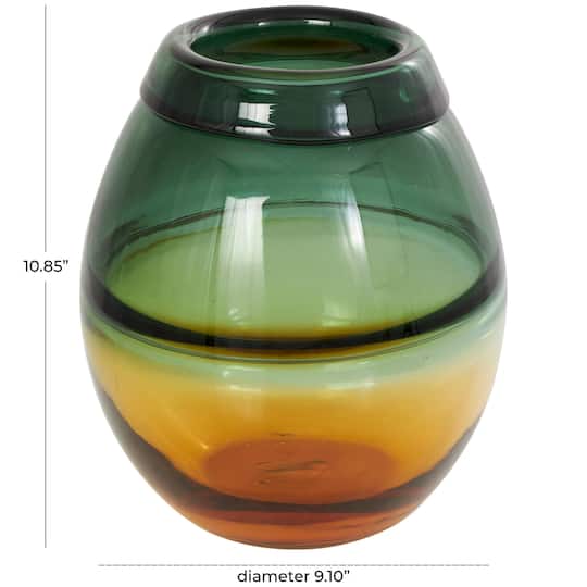 11" Green & Yellow Glass Ombre Vase